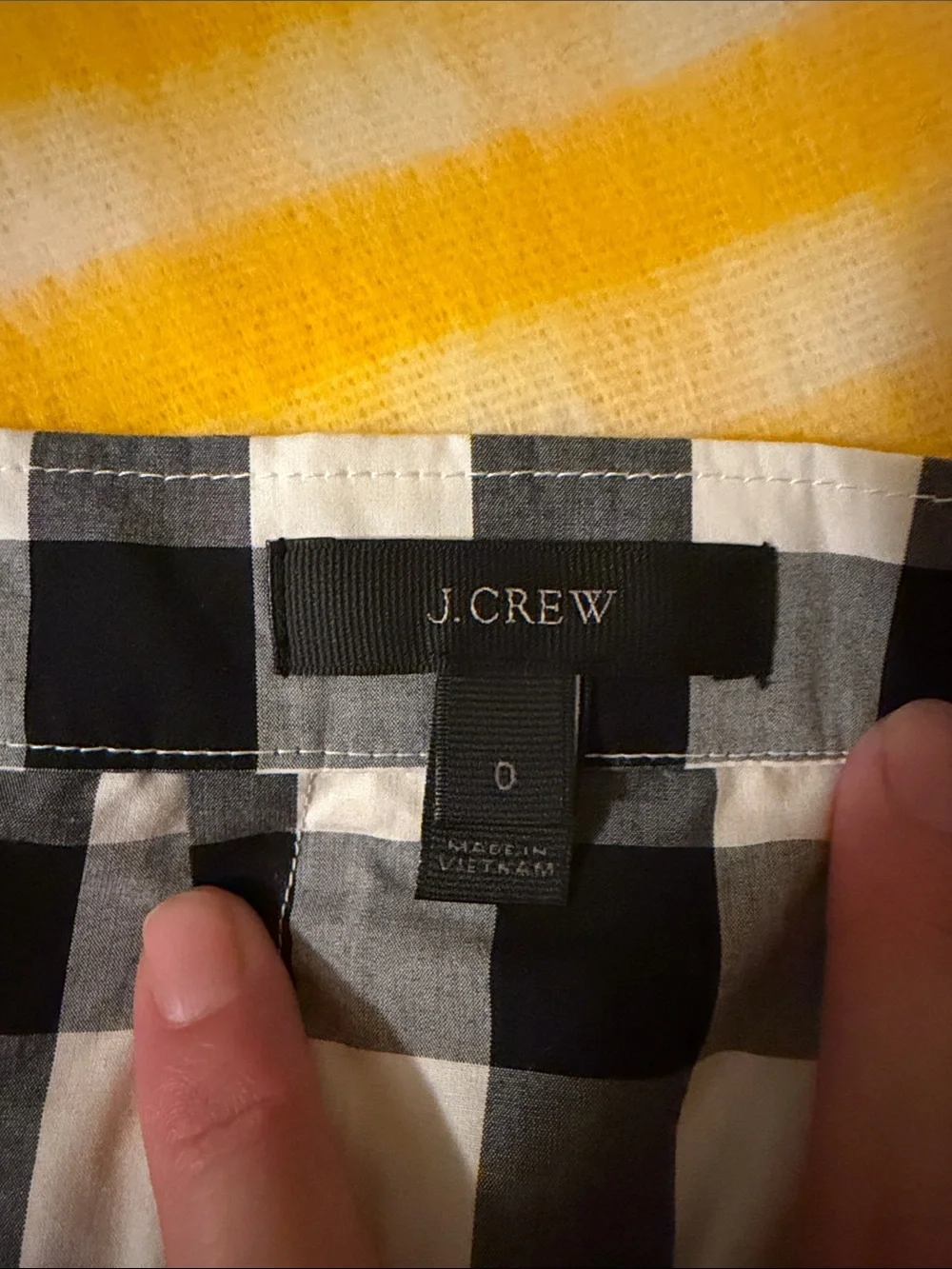 J. Crew Black White Gingham Ruffle Faux Wrap Mini Skirt Cotton Size 0